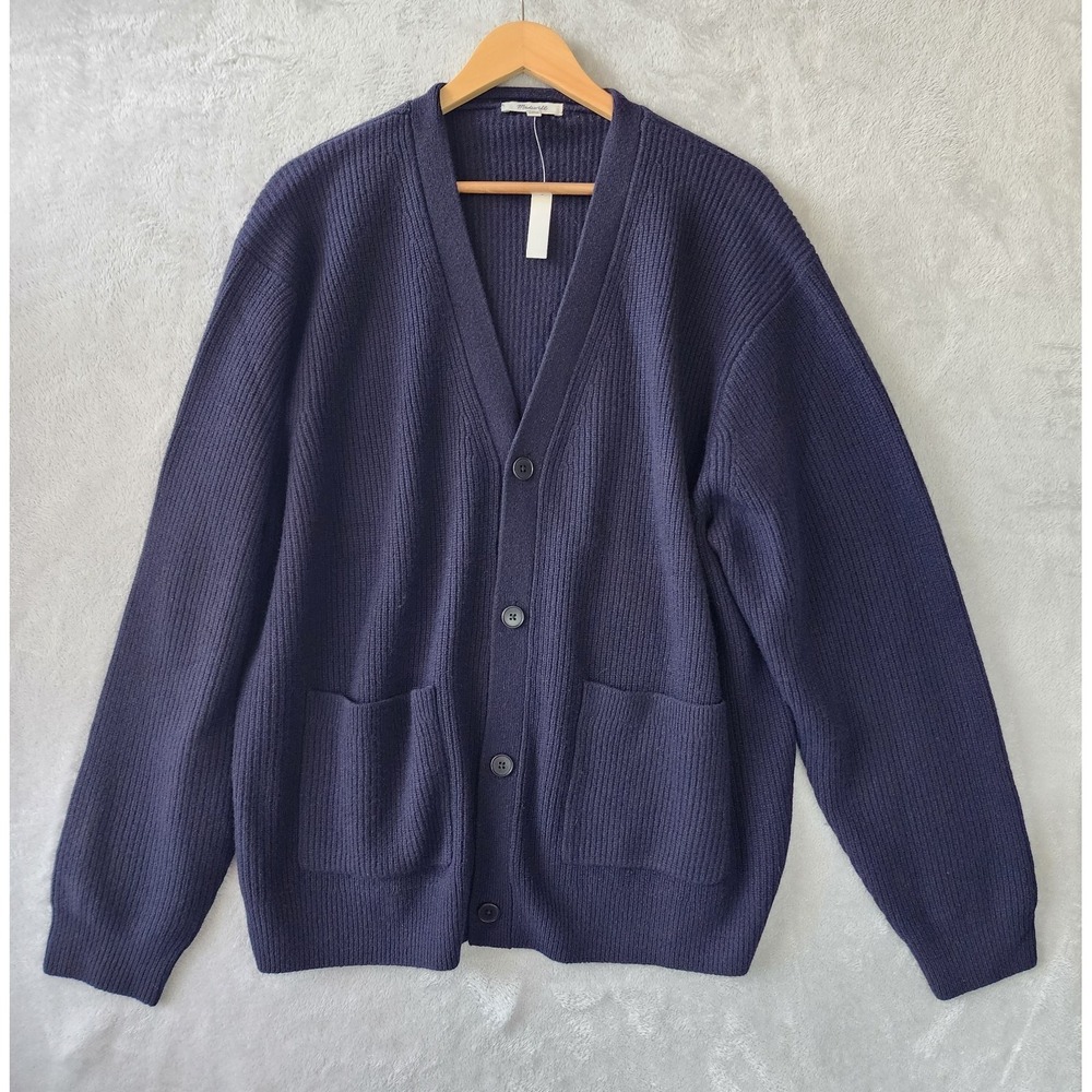 Madewell Merino Wool Sweater Men Size 2XL Button Cardigan Heritage Navy Blue XXL
